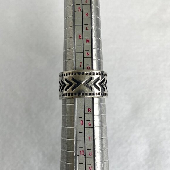 Retired Silpada Sterling Silver 925 Heavy Crushed Turquoise Stamped Ring Sz 7.5 - Picture 8 of 16